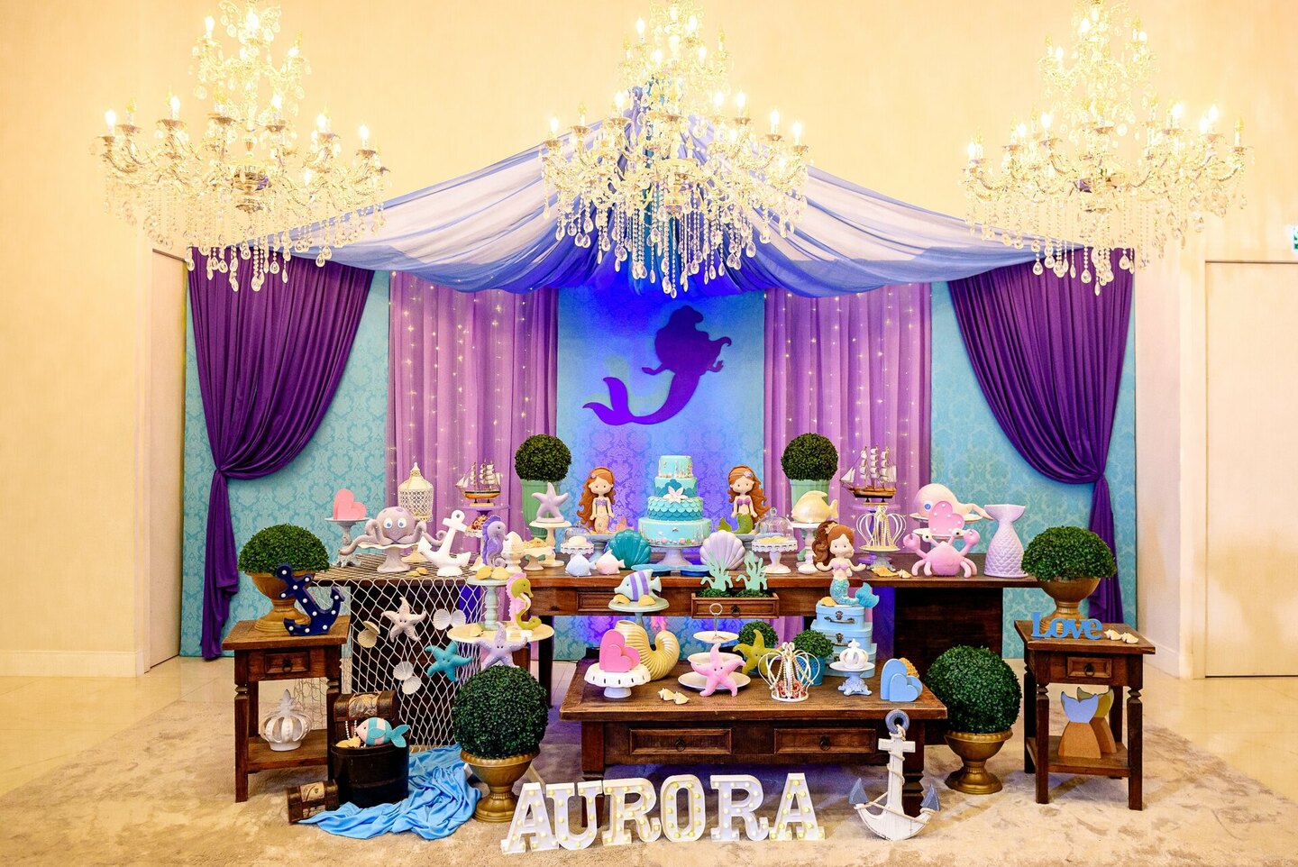 Inspiração de Decoração Pequena Sereia para Aniversário Infantil em Porto Alegre